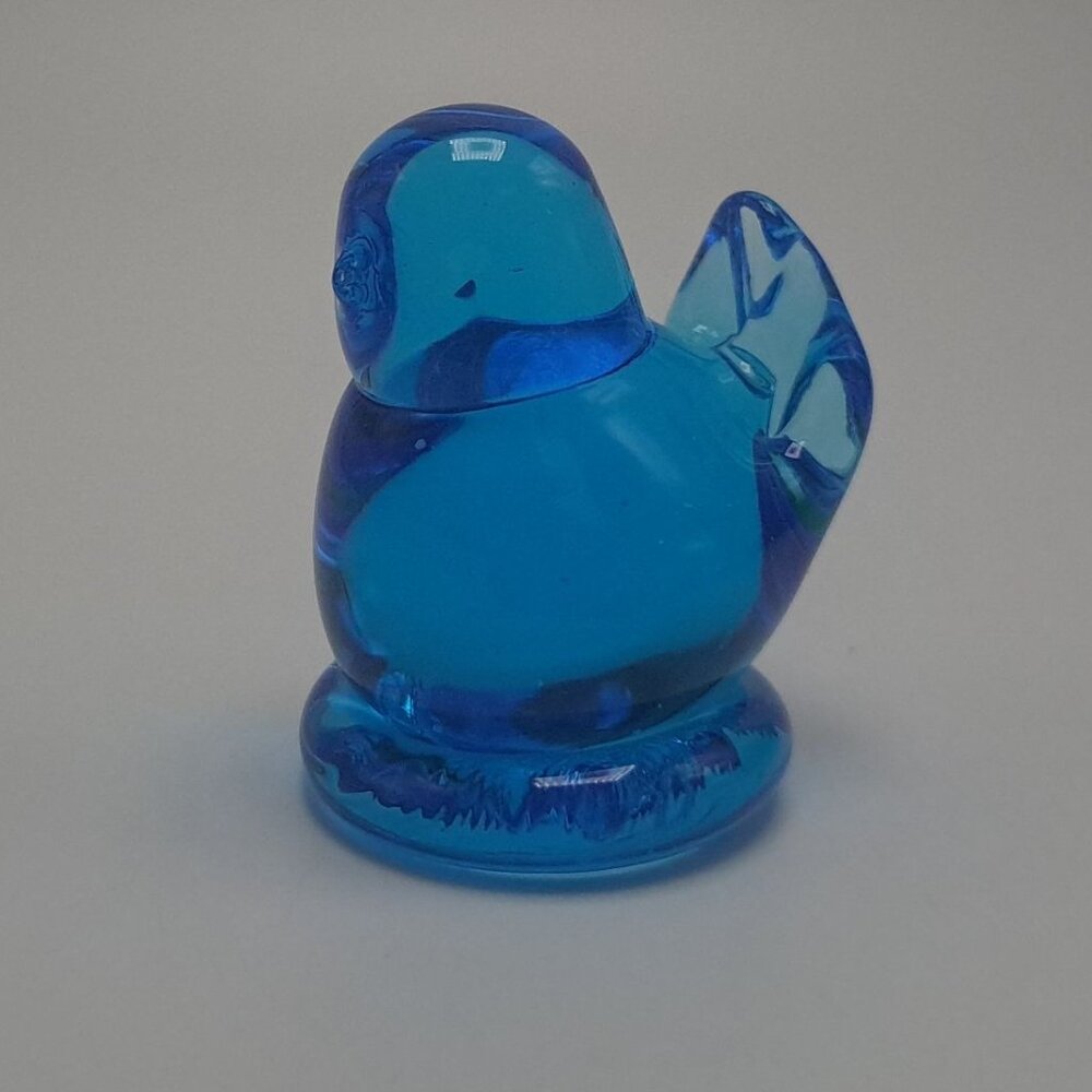 Leo Ward Blue Bird Of Happiness Art Glass Figurine 1991 Vintage